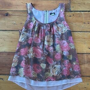 J.Crew size XS small 100% silk floral print sleeveless blouse. Vintage spring